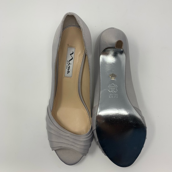 Nina Chezare Satin Peep Toe Pumps - Picture 7 of 7